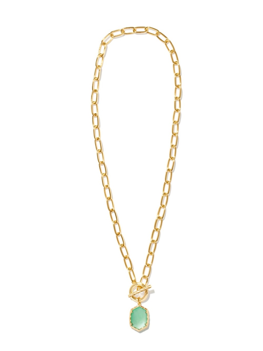 Kendra Scott Daphne convertible Gold link Chain Necklace with Green Pendant - Picture 8 of 8
